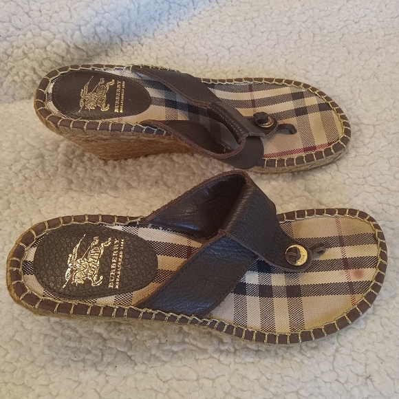 EUC | Burberry Leather Espadrille Thong Wedge Sandals | Size: EU 37 & US 6.5 - Picture 8 of 15